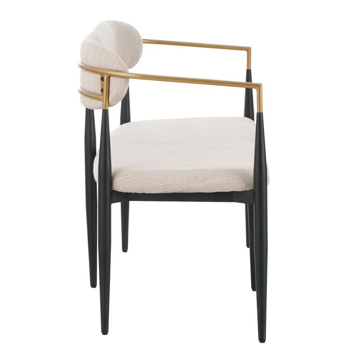 Modern Upholstered Loveseat Settee - Beige / Black / Gold