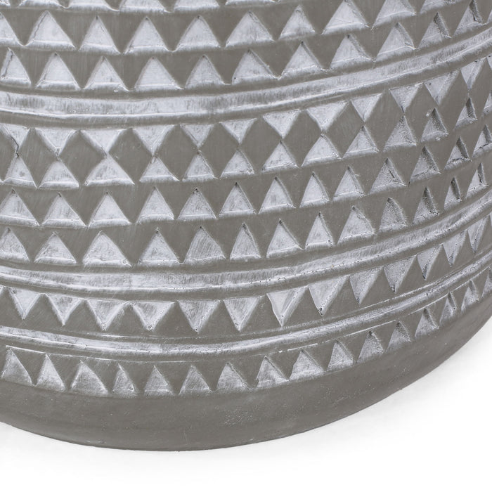 Outdoor Side Table With Cylindrical Shape - White