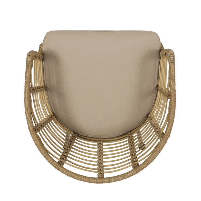 Randy - Modern Wicker Chair With Water Resistant Cushions - Brown / Beige