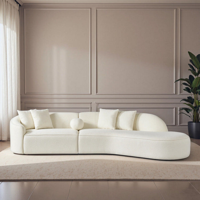 Elijah - Japandi Curvy Sectional Sofa - Beige