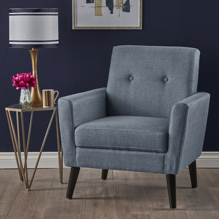 Radiantize - Upholstered Fabric Club Chair With Square-Off Back And Button Tufted
