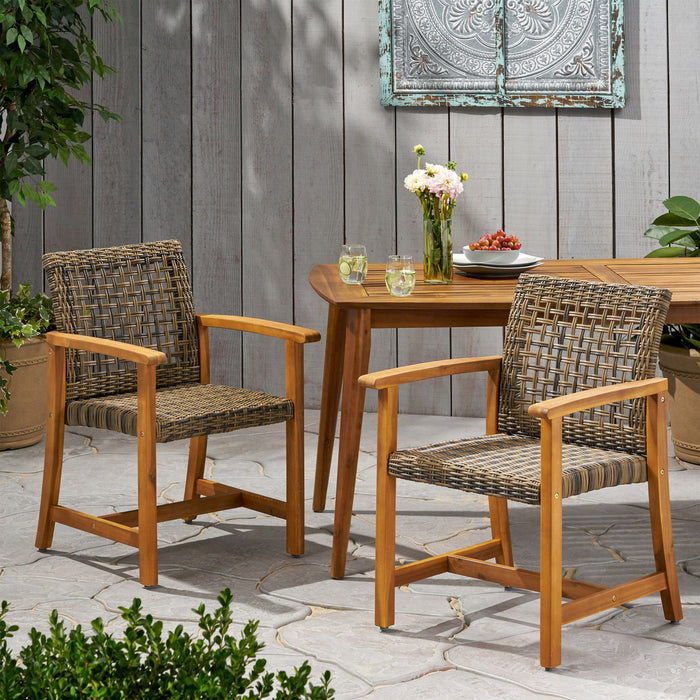 Outdoor Dining Chair Acacia Wood Frame (Set of 2)