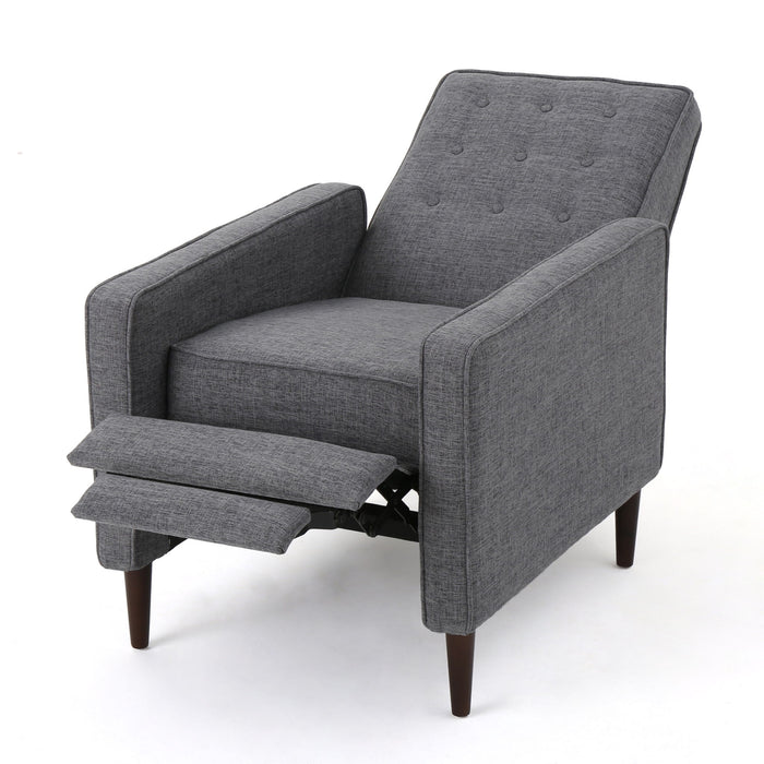 Mid-Century Modern Recliner With Button Tufted Waffle Stitch