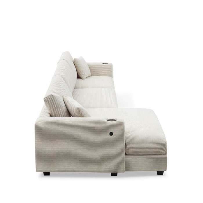 Oversized Sectional L Shaped Cloud Couch With USB Charging Port Cup Holder Deep And Wide Seat Sofa With Chaise Comfy