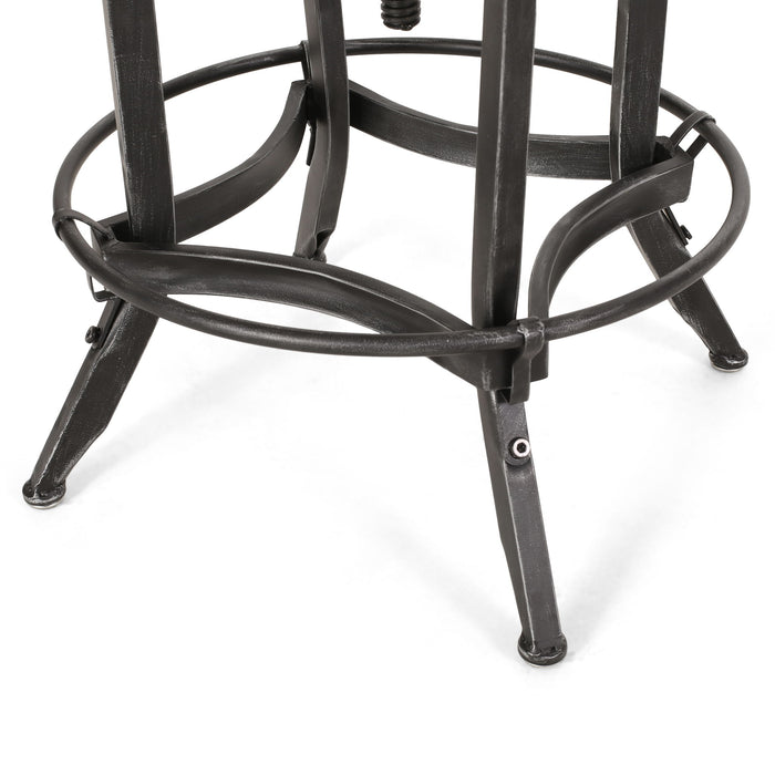 Industrial Firwood Adjustable Height Swivel Barstools (Set of 2) Metal & Wood - Natural / Pewter