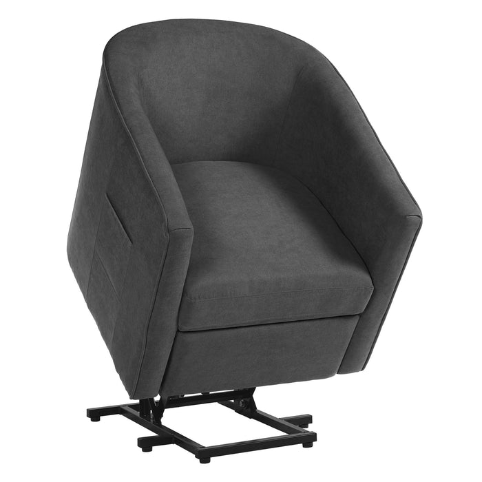 Power Lift Recliner Barrel Shape Reclining Chair With Footrest And Side Pocket