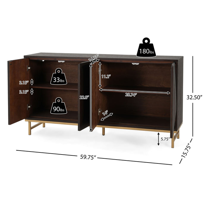Tamid - Modern Wide Handcrafted Sideboard With Adjustable Shelves
