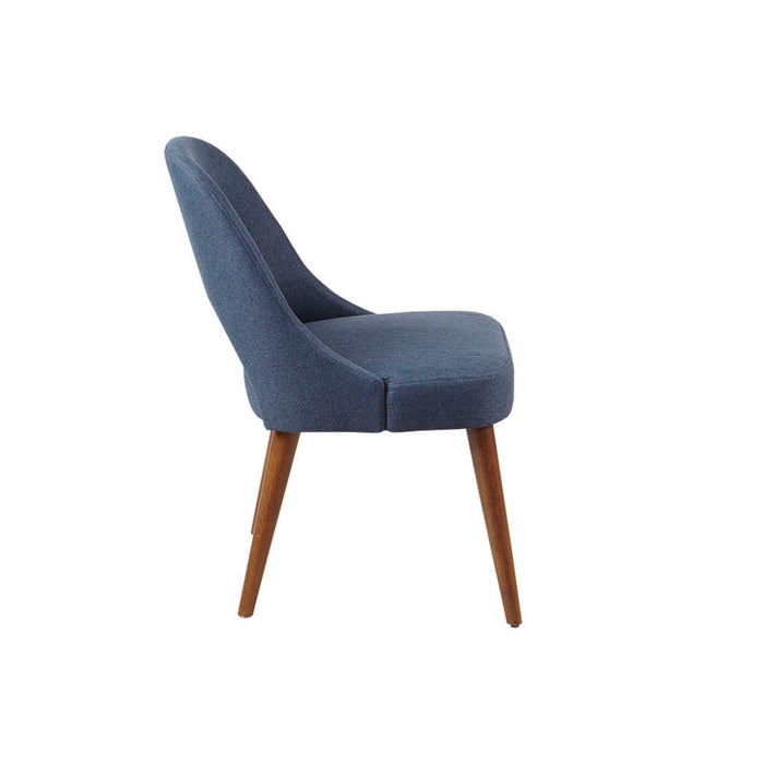 Dining Side Chair Upholstered Textured Fabric (Set of 2) - Navy