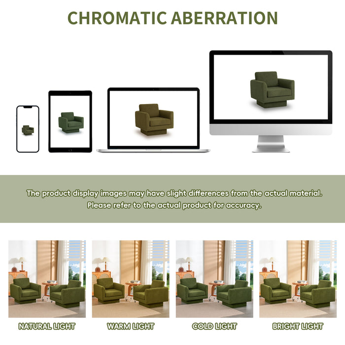 360° Modern Swivel Accent Chair Round Armchair, Thick Padded Single Lounge Sofa Upholstered Comfy