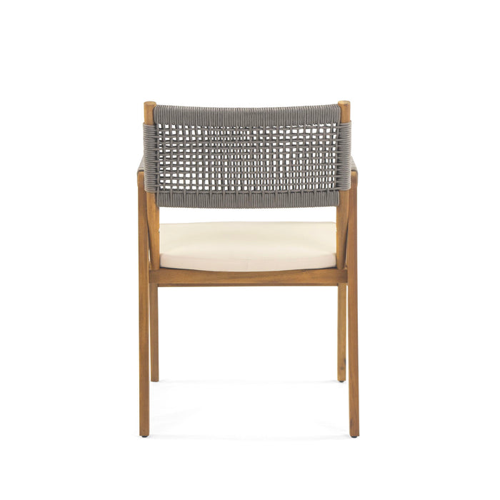 Outdoor 7 Piece Dining Set With Rope Woven Armchairs