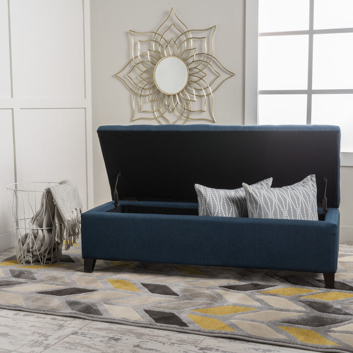 Nebulous - Fabric Upholstered Ottoman With Storage And Diamond Tufted Seat - Navy Blue