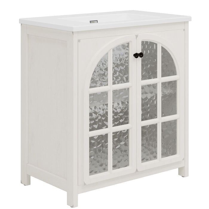 Vintage Farmhouse Bathroom Vanity With Ceramic Sink