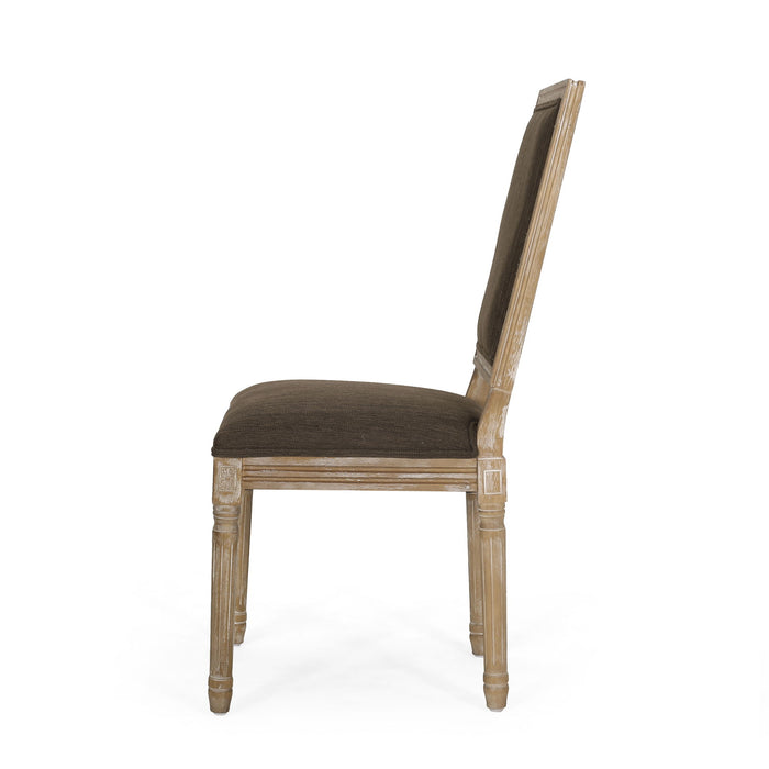 French Country Style Dining Chair With Upholstered Seating And Fluted Legs