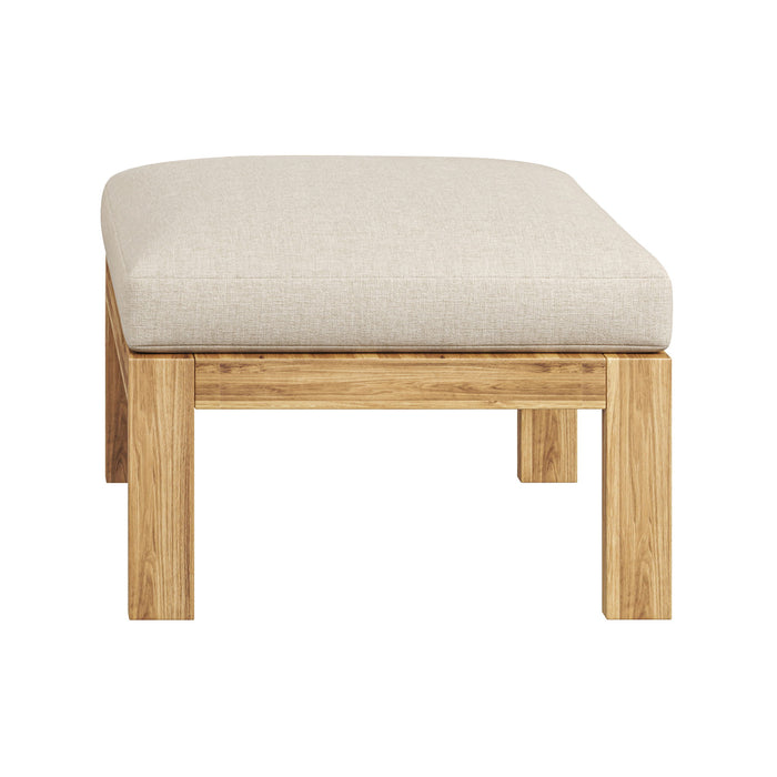 Outdoor 4 Pieces Acacia Sectional Patio Sofa Set - Light Gray / Teak