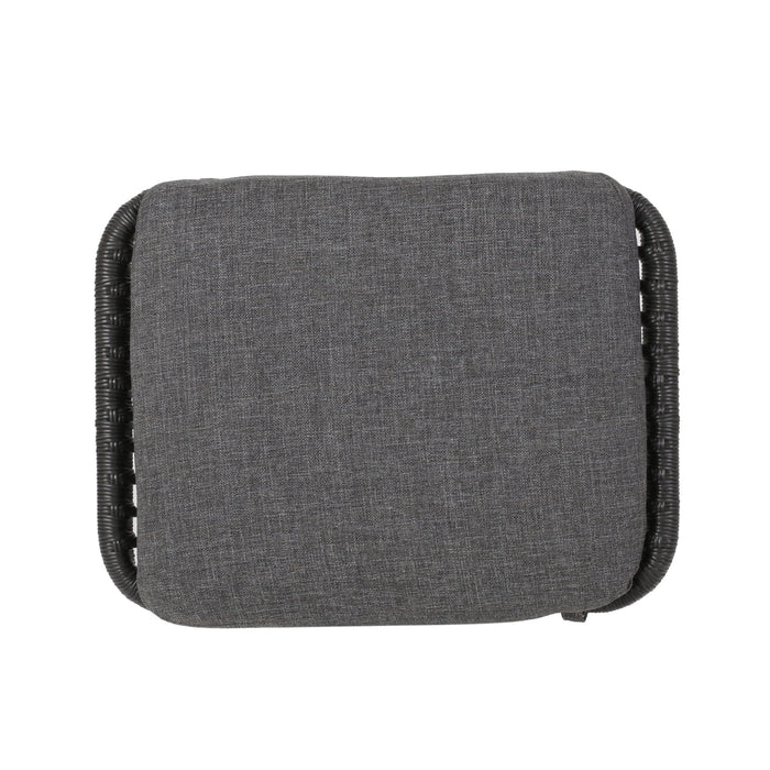 Outdoor Modern Boho Wicker Ottoman With Cushions (Set of 2)