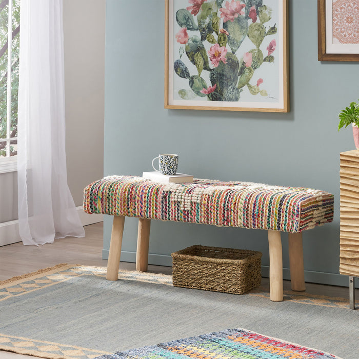 Prytania - Boho Handmade Fabric Upholstered Bench