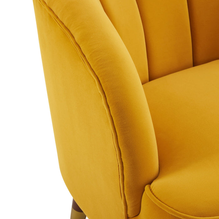 Elegant Upholstered Barrel Accent Chair With Wooden Legs