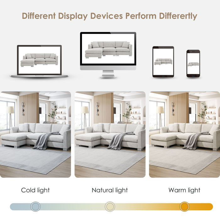 Modern Cloud Sectional Sofa L Shaped Luxury Couch Set With 2 Free Pillows 4 Seat With Oversized Chaise