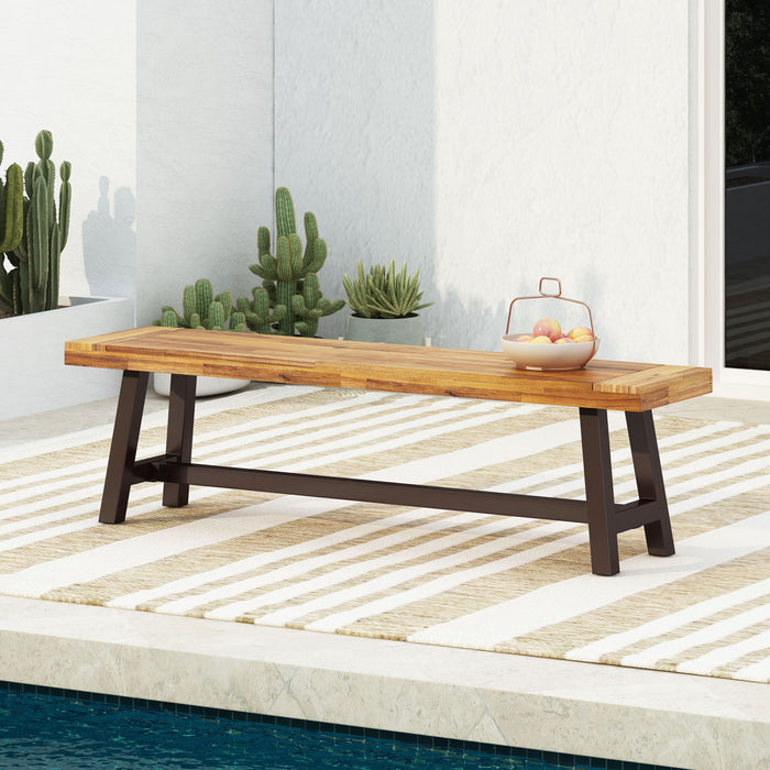 Tranquilizer - Outdoor Acacia Wood Bench With Slat Panel Design