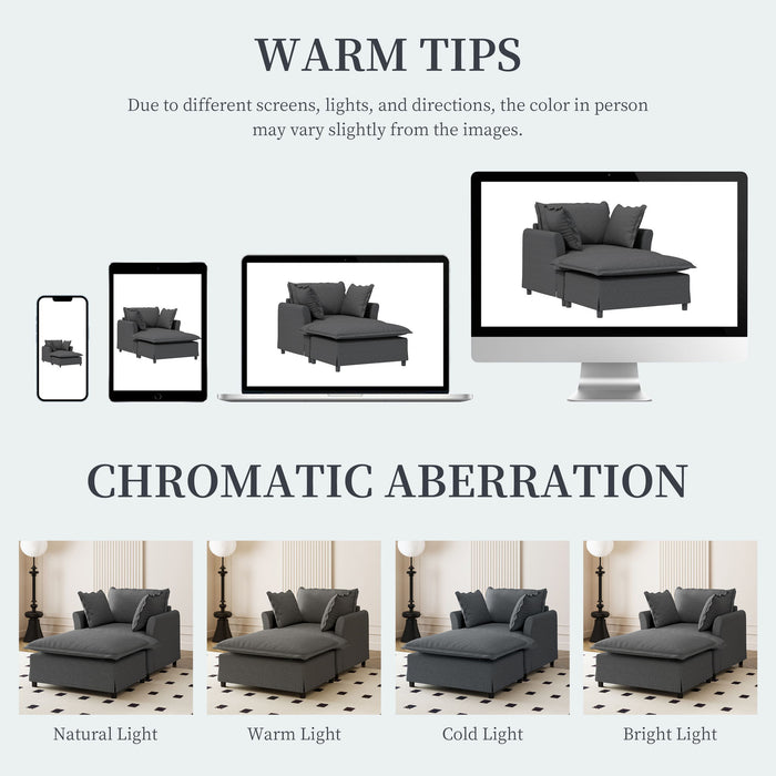 Oversized Chaise Lounge Indoor Single Sofa Bed With Wide Seat, Upholstered Lazy Sleeper Armchair With Movable Ottoman Reading Couch Set