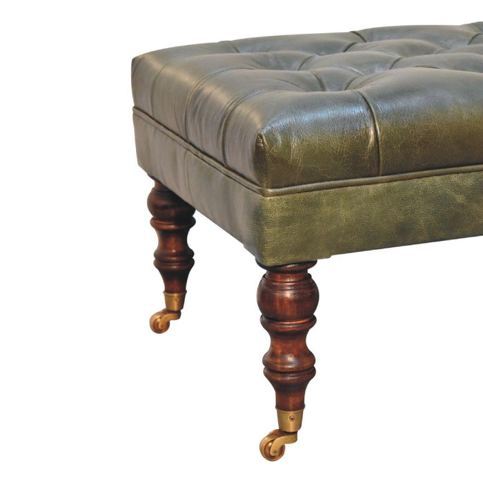 Buffalo - Leather Ottoman With Castor Legs