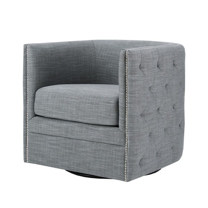 Capstone - Swivel Barrel Chair With Nailhead Accents And Button Tufting