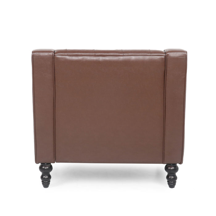 Contemporary Club Chair With Button Tufting And Birch Wood Legs