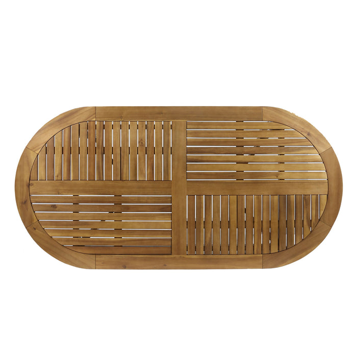 Outdoor Table With Smooth Lines, Slat Top