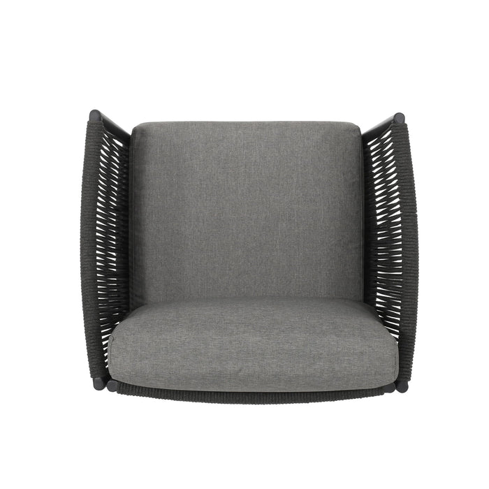 Hanford - Modern Club Chair With Woven Rope Design - Gray