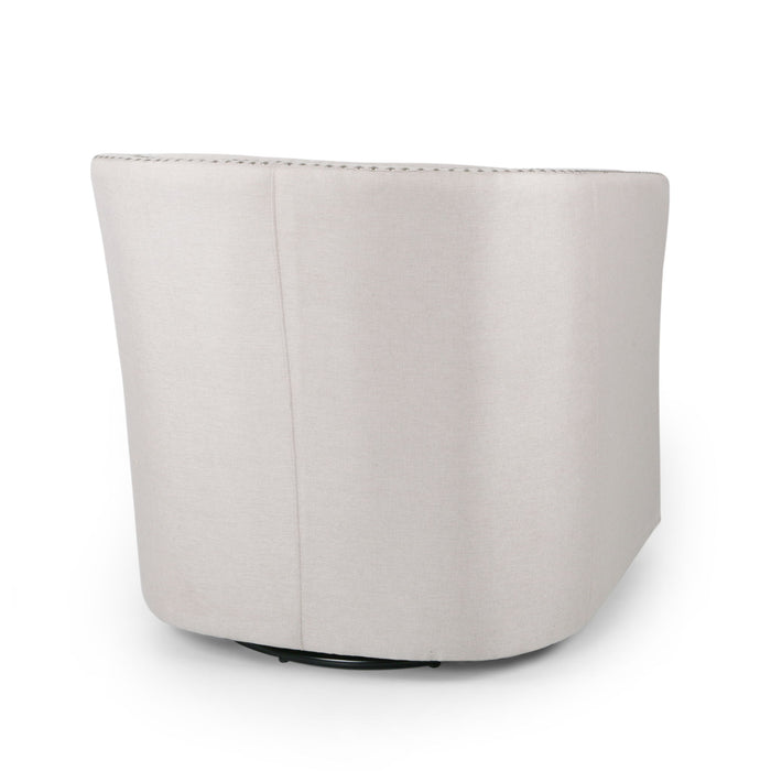 Modern Upholstered Swivel Club Chair With Nailhead Trim