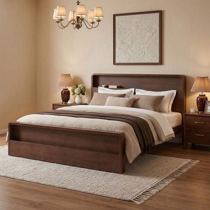 Bed Frame With Dual Open Storage Headboard And Footboard