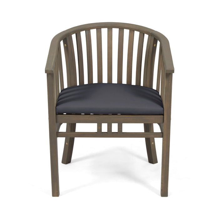 Outdoor Wooden Dining Chairs With Cushions (Set of 2)