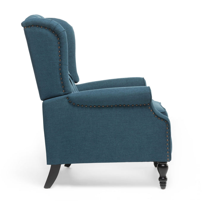 Armchair Recliner With Pushback Mechanism And Wingback Design