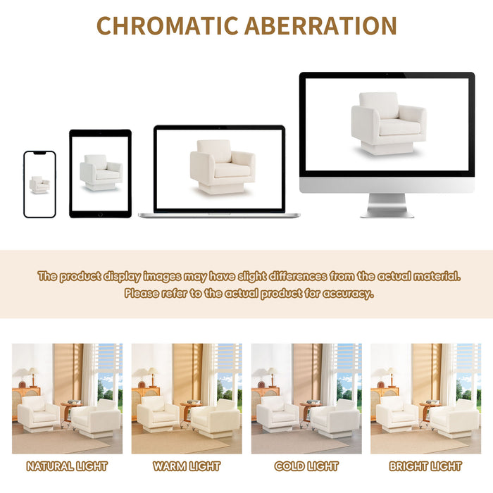 360° Modern Swivel Accent Chair Round Armchair, Thick Padded Single Lounge Sofa Upholstered Comfy