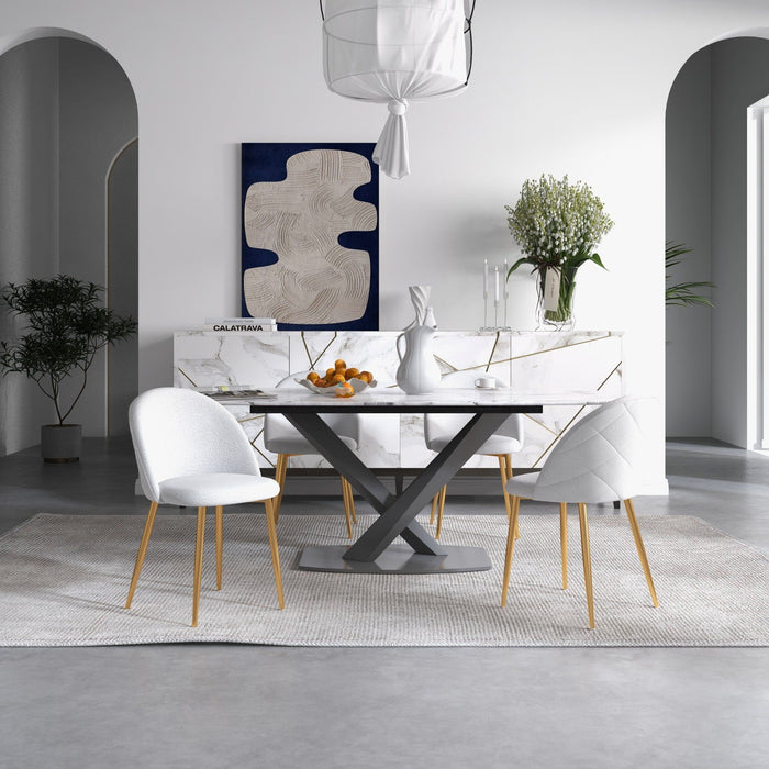 Marion - Mid-Century Modern Dining Chair (Set of 2) - Gold / White