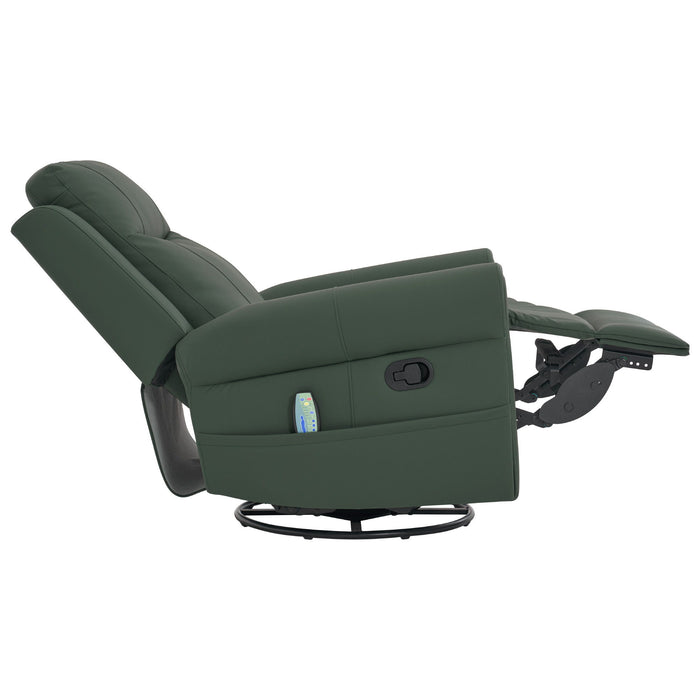Manual Recliner Chair With 270 Degree Swivel, Massage & Heating, Dual Reclining Positions