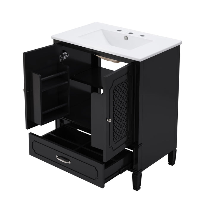 Vintage Style Bathroom Vanity With Sink, Multi Functional Storage, Soft-Closing Door