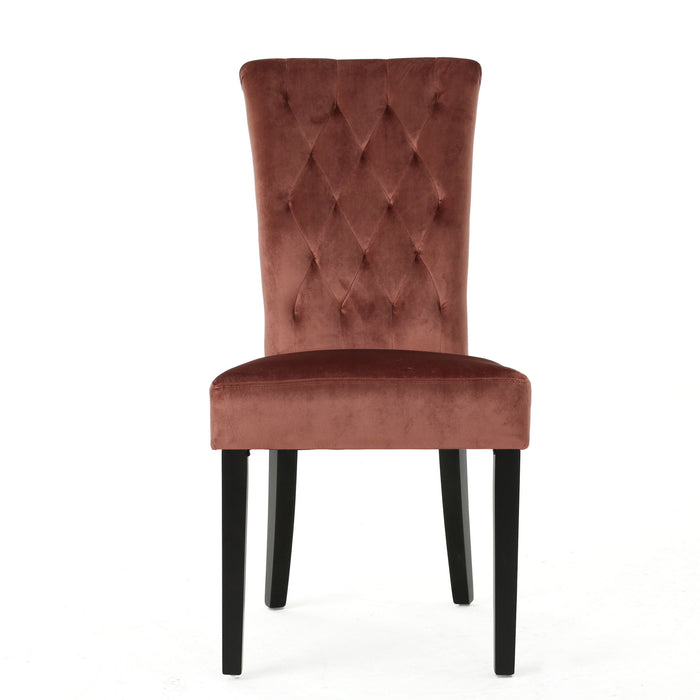 Elegant Velvet Tufted Dining Chair - Blush