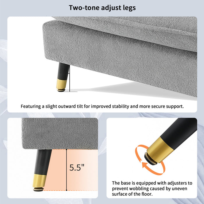 L Shaped Convertible Sectional Sofa 4 Seat Tufted Couch Set With Two Tone Adjust Legs Cloud Movable Ottoman