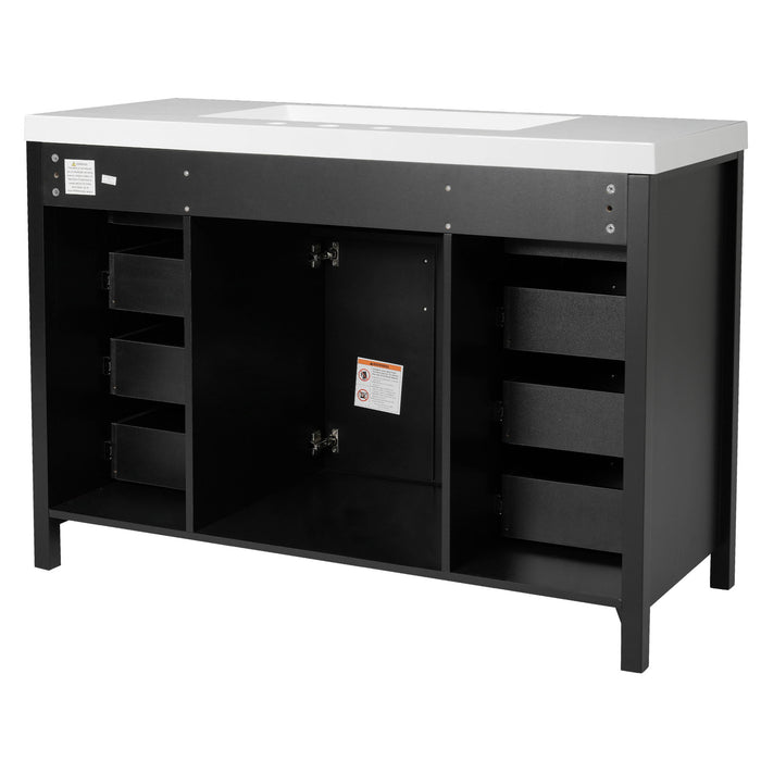 Bathroom Vanity With Sink, 2 Doors 8 Drawers, Soft Close System, Classic Design