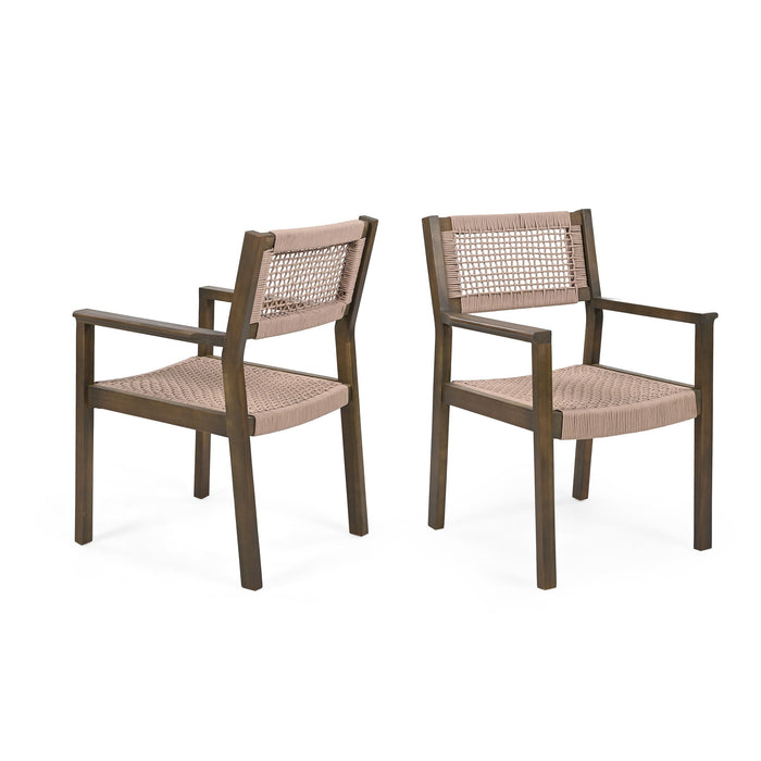 Outdoor Dining Chair (Set of 2), Patio Chairs - Gray / Light Brown