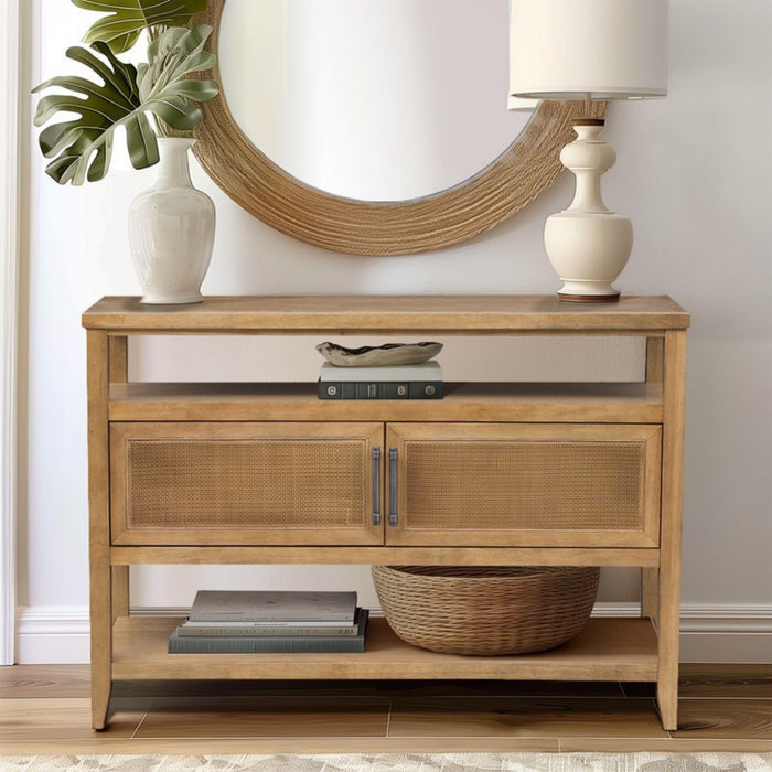 Naomi - 2 Door Storage Console Table With Ample Shelving - Natural