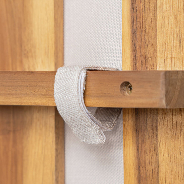 2 Piece Outdoor Acacia Wood Patio Club Chair, Patio Furniture Arm Chair With Woven Rope Backrest, Deep Seating For Porch - Light Teak / Beige