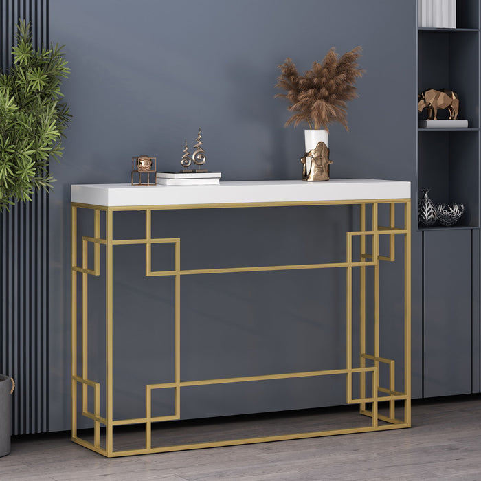 Modern Glam Console Table With Geometric Design - Gold