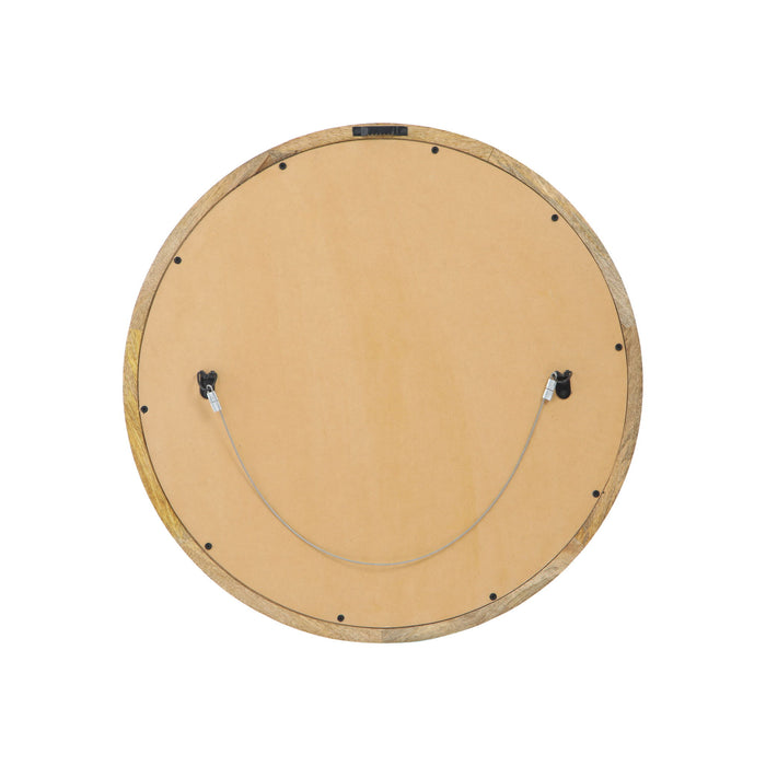 Mango Wood Round Mirror With Glass Surface - Natural