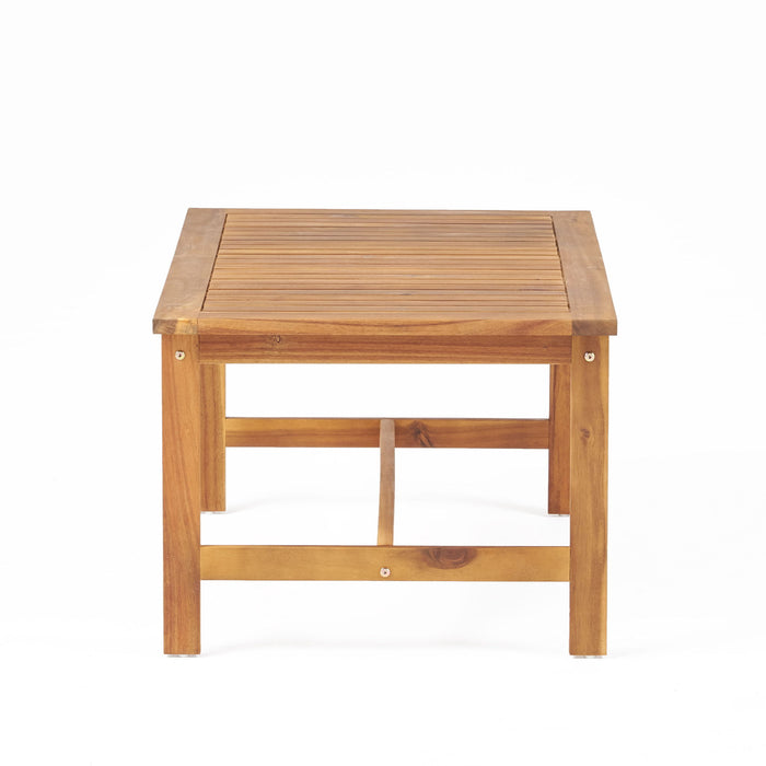 3 Piece Patio Set With Slatted Design, 2 Club Chairs And Coffee Table - Brown