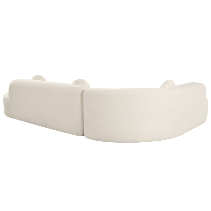 Extra Large Sectional Sofa Soft Fabric Upholstery, Elegant Curved Design With 3 Round Cushions, High - Resilience Foam For Ultimate Comfort - Beige