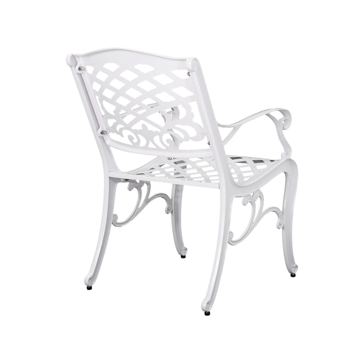 Unravel - Outdoor Arm Chair With Scroll Design And Floral Accents (Set of 2) - White