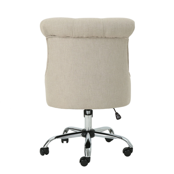 Fidelity - Upholstered Office Chair With Sloped Arms And Rolled Backrest - Wheat / Chrome