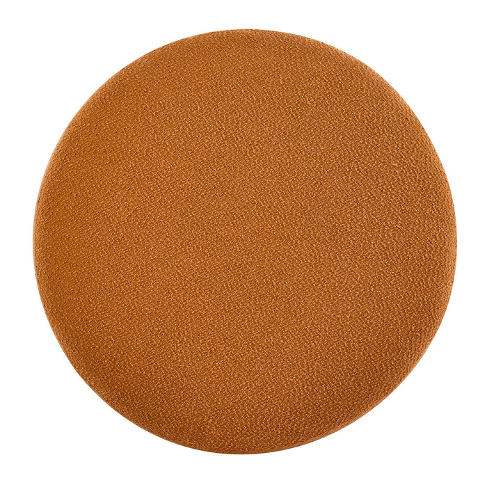 Modish - Round Ottoman - Natural Wood / Pumpkin Orange